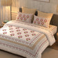 BELLA CASA Pink & Green Ethnic Motifs 350 TC Super King Bedsheet with 2 Pillow Covers
