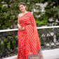 Vishnu Weaves Women's Red Soft Tussar Silk Digital Printed Saree with Unstitched Blouse - Swadesiicart