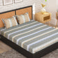 Story@home Grey & Peach-Coloured Striped 180 TC Queen Bedsheet With 2 Pillow Covers - Swadesiicart