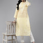 ADA Women Cream-Coloured & White Ethnic Motifs Embroidered Chikankari Cotton Kurta | Swadesiicart