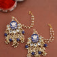 Shoshaa Women Gold-Polished Blue Contemporary Drop Earrings | Swadesiicart