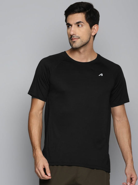 Alcis Men Black Slim Fit Running T-shirt | Swadesiicart