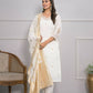 White Viscose Silk Embroidery with Thread and sequence Stitched Suit With Dupatta - Tanisha | Swadesiicart