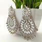 Tehzeeb Creations Women's Silver Colour Earrings With Kundan And Ghungroo Work | Swadesiicart