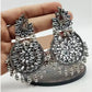 Tehzeeb Creations Women's Silver Colour Earrings With Kundan And Ghungroo Work | Swadesiicart