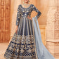 Anaita Navy Blue Embroidered Art Silk Anarkali Suit