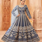 Anaita Navy Blue Embroidered Art Silk Anarkali Suit