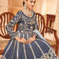 Anaita Navy Blue Embroidered Art Silk Anarkali Suit