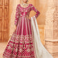 Anaita Red Embroidered Art Silk Anarkali Suit