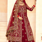 Monjolika Fashion Maroon Embroidered Velvet Designer Long Lehenga Choli - Swadesiicart