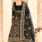 Monjolika Fashion Black Embroidered Velvet Designer Long Lehenga Choli - Swadesiicart