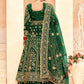 Monjolika Fashion Green Embroidered Velvet Designer Long Lehenga Choli - Swadesiicart