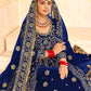 Monjolika Fashion Navy Blue Embroidered Velvet Designer Long Lehenga Choli - Swadesiicart