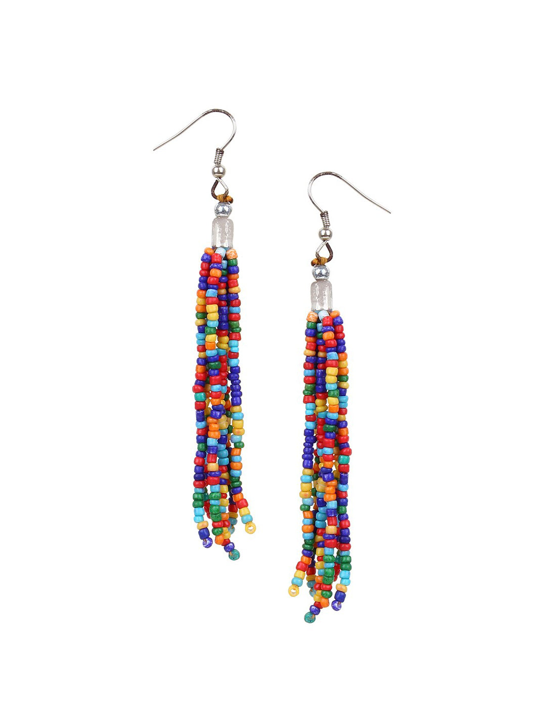 Cardinal Red & Green Beaded Multistring Necklace & Earrings Set - Swadesiicart