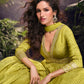 Anaita Lime Viscose Simar Jacquard Stitched Handmade Khatli Work Anarkali Gown