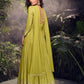 Anaita Lime Viscose Simar Jacquard Stitched Handmade Khatli Work Anarkali Gown