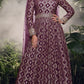Anaita Wine Viscose Simar Jacquard Stitched Handmade Khatli Work Anarkali Gown