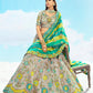 Monjolika Fashion Light Grey & Sea Green Silk Bridal Lehenga Choli with Sequence Embroidery - Swadesiicart