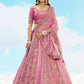 Monjolika Fashion Embroidered Onion Pink Silk Reception Lehenga Choli - Swadesiicart
