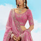 Monjolika Fashion Embroidered Onion Pink Silk Reception Lehenga Choli - Swadesiicart