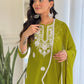 The52 Chikankari Work with Pure Cotton Fabric Straight Kurta, Pant and Dupatta Set | Swadesiicart