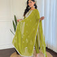 The52 Chikankari Work with Pure Cotton Fabric Straight Kurta, Pant and Dupatta Set | Swadesiicart