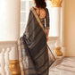 Tikhi Imli Charcoal & Gold-Toned Polycotton Zari Ready to Wear Saree | Swadesiicart