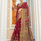 Monjolika Fashion Maroon Poly Viscose Georgette Meenakari Jaal Banarasi Saree | Swadesiicart