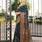 Monjolika Fashion Navy Blue Poly Viscose Georgette Meenakari Jaal Banarasi Saree | Swadesiicart