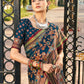 Monjolika Fashion Navy Blue Poly Viscose Georgette Meenakari Jaal Banarasi Saree | Swadesiicart
