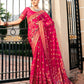 Monjolika Fashion Rani Pink Poly Viscose Georgette Meenakari Jaal Banarasi Saree | Swadesiicart