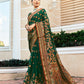 Monjolika Fashion Dark Green Poly Viscose Georgette Meenakari Jaal Banarasi Saree | Swadesiicart