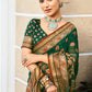 Monjolika Fashion Dark Green Poly Viscose Georgette Meenakari Jaal Banarasi Saree | Swadesiicart