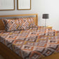 BOMBAY DYEING Epigram Brown & Yellow Ethnic Cotton 120 TC Queen Bedsheet & Pillow Covers - Swadesiicart