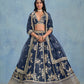 Monjolika Fashion Navy Blue Art Silk Designer Wedding Lehenga Choli - Swadesiicart