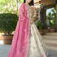 Monjolika Fashion Off White Embroidered Jacquard Lehenga Choli - Swadesiicart