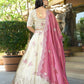 Monjolika Fashion Off White Embroidered Jacquard Lehenga Choli - Swadesiicart