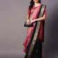 Mitera Mauve & Gold-Toned Silk Cotton Banarasi Saree | Swadesiicart