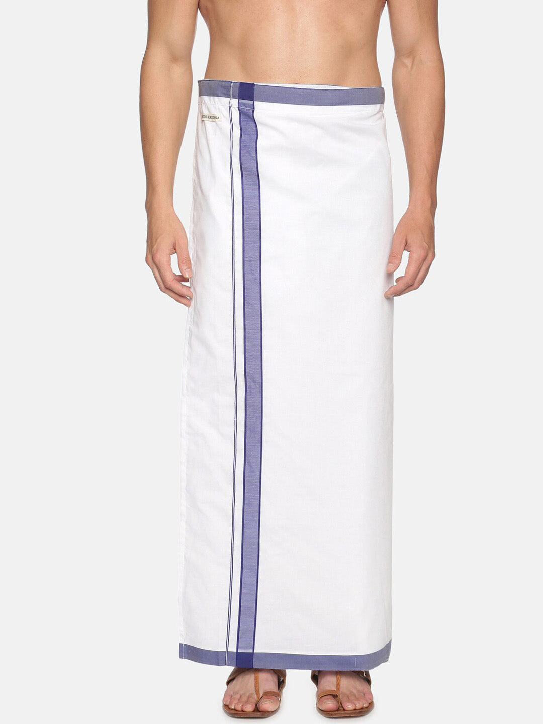 Sethukrishna Men White Solid Cotton Dhoti | Swadesiicart