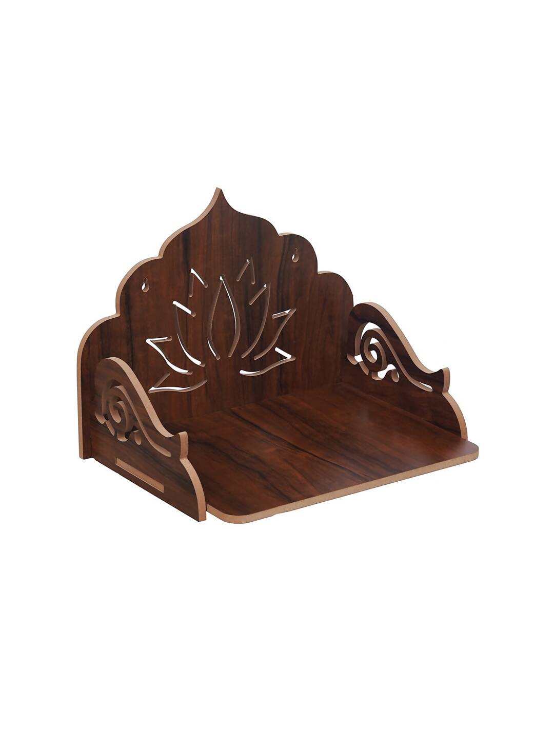 eCraftIndia Brown Lotus Designer Wooden Pooja Temple | Swadesiicart