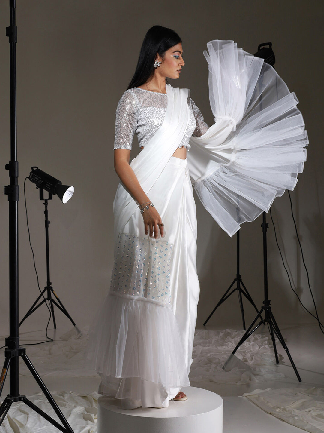 Tikhi Imli Embroidered Sequined Ready to Wear Saree | Swadesiicart