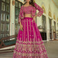 Monjolika Fashion Magenta Chinnon Heavy Embroidered Koti Style Lehenga Choli - Swadesiicart