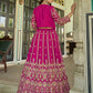 Monjolika Fashion Magenta Chinnon Heavy Embroidered Koti Style Lehenga Choli - Swadesiicart