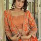 Monjolika Fashion Orange Chinnon Heavy Embroidered Koti Style Lehenga Choli - Swadesiicart