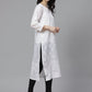 ADA Women White & Black Chikankari Embroidered Semi-Sheer Sustainable Handloom Kurta with Churidar | Swadesiicart