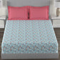 MYTRIDENT Blue White Geometric Cotton 144 TC Queen Bedsheet With 2 Pillow Covers - Swadesiicart