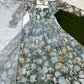 Lorenvalley Grey Soft Organza Silk With Floral Print Fully Flared Anarkali Pant With Dupatta Set | Swadesiicart