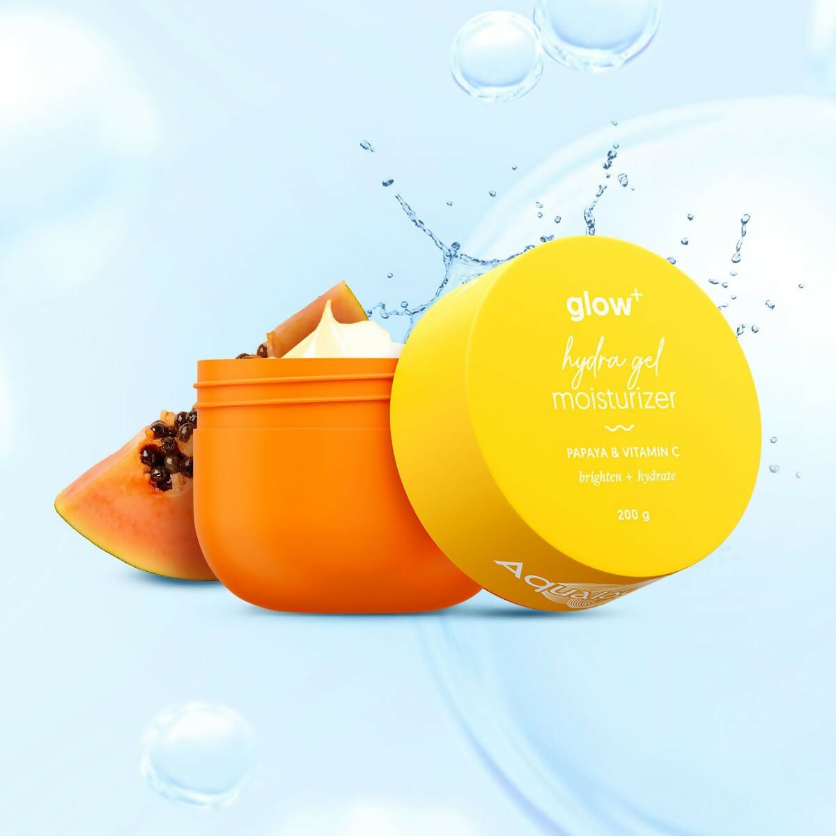 Aqualogica Glow+ Hydra Gel Moisturizer with Vitamin C & Papaya, Non Sticky & Quick Absorbing for Glowing Skin - Swadesiicart