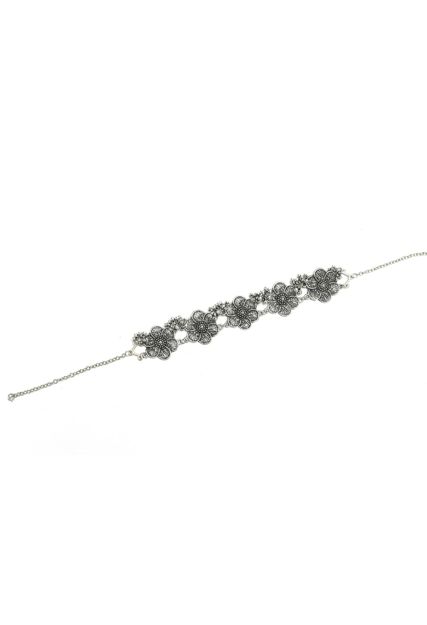 Mominos Fashion Johar Kamal Silver-Plated Brass Finish Floral Desgin Choker For Women | Swadesiicart