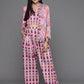 Ahalyaa Women Printed Crop Top with Palazzos & Jacket - Multi Color - Swadesiicart
